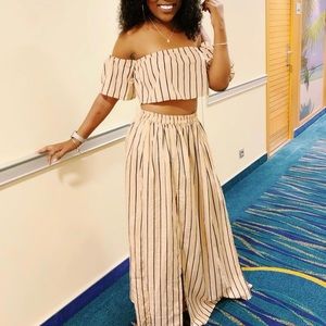 Beige 2 piece crop set